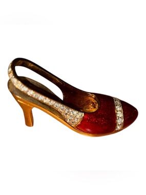 Red Crystal-Accent Slingback Heel Trinket Figurine